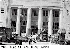 Construction work at entrance to Rundel Memorial.