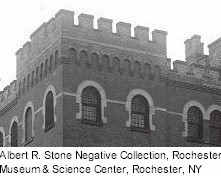 Crenelations atop the old Monroe county Jail.